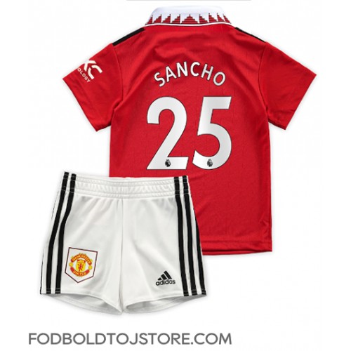 Manchester United Jadon Sancho #25 Hjemmebanesæt Børn 2022-23 Kortærmet (+ Korte bukser)